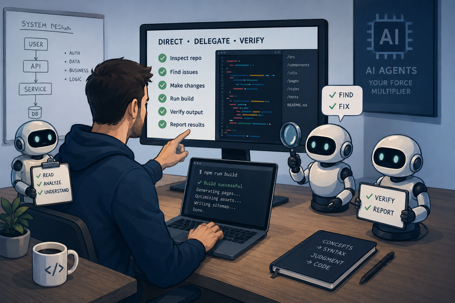 Software developer moving between programming languages while focusing on architecture, systems, and engineering concepts
