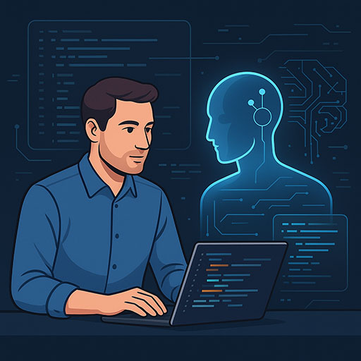 Engineer using AI tools in software development